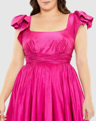 Plus Size Dresses | Women Mac Duggal Flutter Sleeve A Line High Low Ruffle Hem Gown (Plus) Magenta