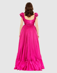 Plus Size Dresses | Women Mac Duggal Flutter Sleeve A Line High Low Ruffle Hem Gown (Plus) Magenta