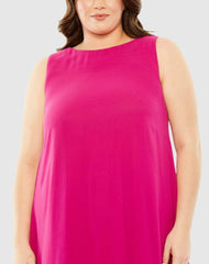 Plus Size Dresses | Women Mac Duggal High Neck Feather Hem Dress Fuchsia