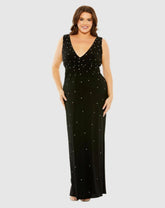 Plus Size Dresses | Women Mac Duggal Rhinestone Embellished Open Back Jersey Gown (Plus) Black