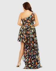 Plus Size Dresses | Women Mac Duggal Sequin Embellished One Shoulder Asymmetrical Gown Black Multi