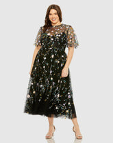 Plus Size Dresses | Women Mac Duggal Sequin Floral Embroidered Dress Black Multi