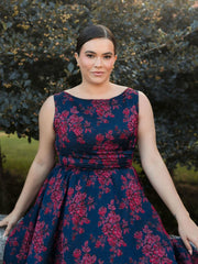 Plus Size Dresses | Women Mac Duggal Sleeveless Floral Embroidered Dress Midnight Multi