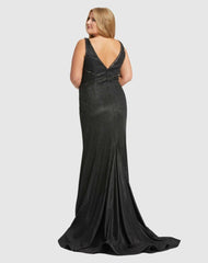 Plus Size Dresses | Women Mac Duggal Sleeveless Metallic Trumpet Gown (Plus) Black