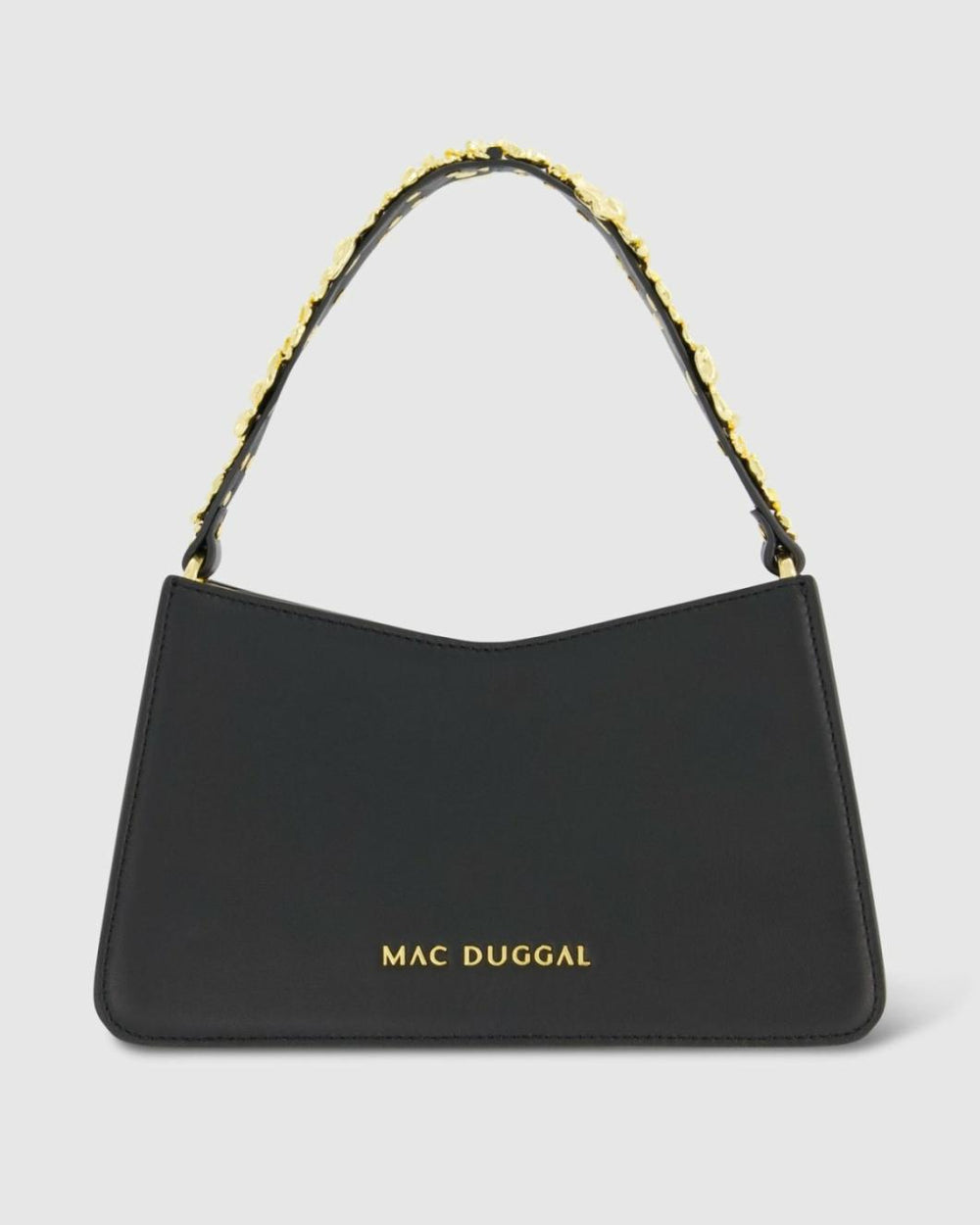 Shoulder Bags | Women Mac Duggal Gold Floral Small Black Nappa Leather Shoulder Bag Black