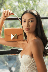 Shoulder Bags | Women Mac Duggal Mini Leather Shoulder Handbag With Gold Hardware - FINAL SALE Toffee