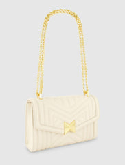 Shoulder Bags | Women Mac Duggal Quilted Napa Leather Handbag With Gold Chain - FINAL SALE Ecru