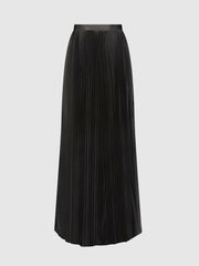 Skirts | Women Mac Duggal Black Ankle Length Satin Pleated Skirt Black