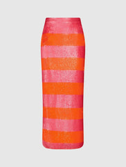 Skirts | Women Mac Duggal Classic Sequin Striped Midi Pencil Skirt - FINAL SALE Hot Pink Multi