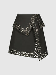 Skirts | Women Mac Duggal Crepe Grommet Mini Skirt Black