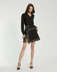 Skirts | Women Mac Duggal Crepe Grommet Mini Skirt Black