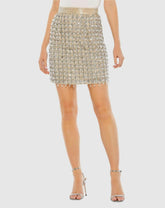 Skirts | Women Mac Duggal Hand Beaded Mini Skirt - FINAL SALE Nude
