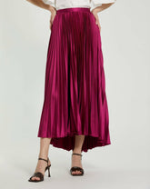 Skirts | Women Mac Duggal Pleated Satin Maxi Skirt Fuchsia