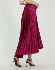 Skirts | Women Mac Duggal Pleated Satin Maxi Skirt Fuchsia
