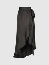 Skirts | Women Mac Duggal Satin Hi-Low Evening Wrap Skirt - FINAL SALE Black