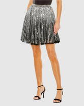 Skirts | Women Mac Duggal Sequin Embellished Chiffon A-line Mini Skirt Black Silver
