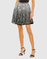 Skirts | Women Mac Duggal Sequin Embellished Chiffon A-line Mini Skirt Black Silver