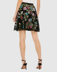 Skirts | Women Mac Duggal Sequined Floral Flowy A-line Mini Skirt Black Multi