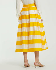 Skirts | Women Mac Duggal Striped Organza High Waisted Midi Skirt - FINAL SALE Sunshine