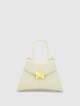 Top Handle Bags | Women Mac Duggal Angular Small Leather Handbag With Gold Hardware Ecru