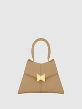 Top Handle Bags | Women Mac Duggal Angular Small Taupe Leather Handbag With Gold Hardware Taupe