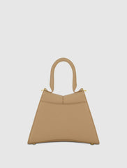 Top Handle Bags | Women Mac Duggal Angular Small Taupe Leather Handbag With Gold Hardware Taupe