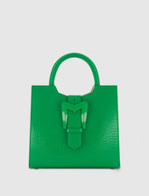 Totes | Women Mac Duggal Buckled Medium Croco Green Leather Tote Bag With Detachable Strap Spring Green