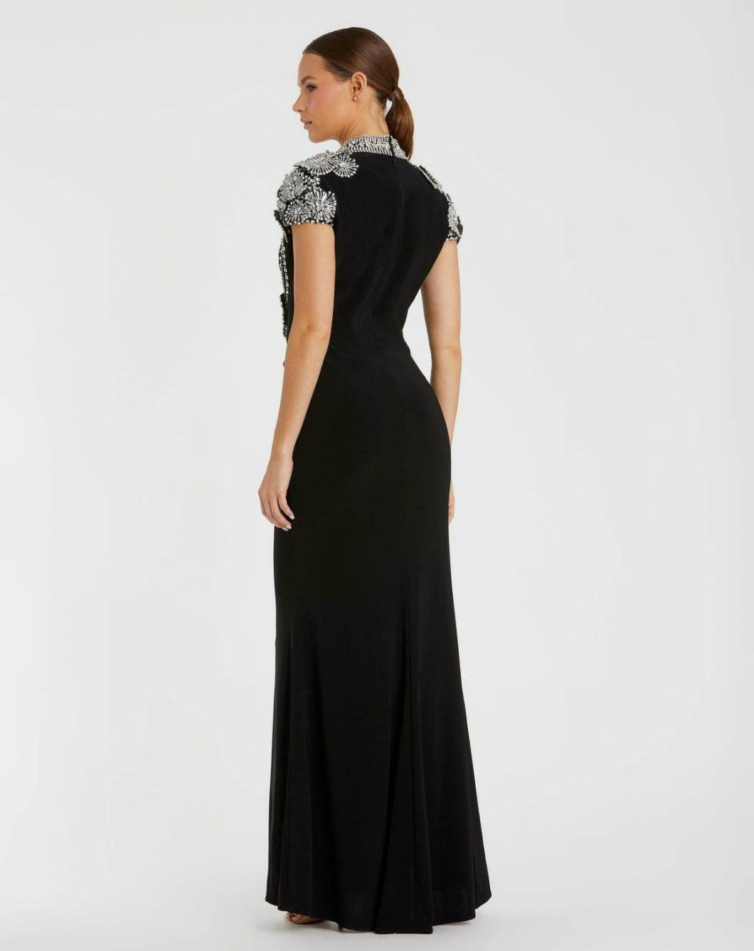 Best Sellers | Women Mac Duggal Black High Neck Embellished Column Gown Black