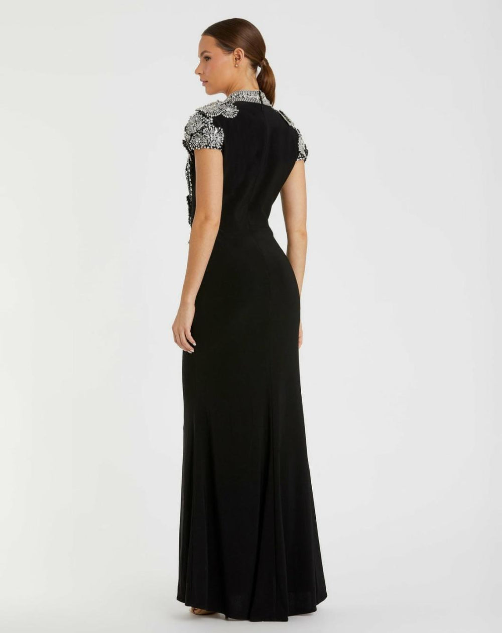 Best Sellers | Women Mac Duggal Black High Neck Embellished Column Gown Black