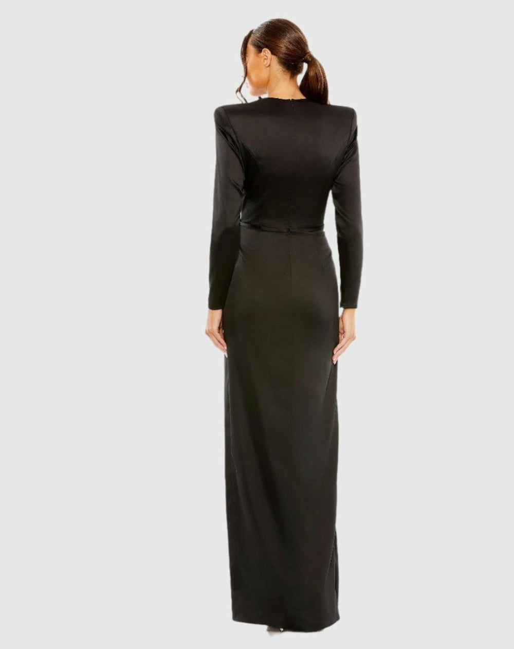 Best Sellers | Women Mac Duggal Black Long Sleeve Structured Bow Draped Gown Black