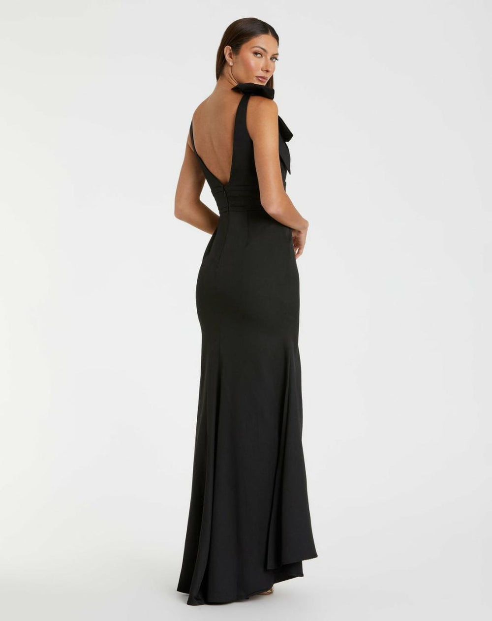 Best Sellers | Women Mac Duggal Black Sleeveless V Neck Bow Detail Mermaid Gown Black