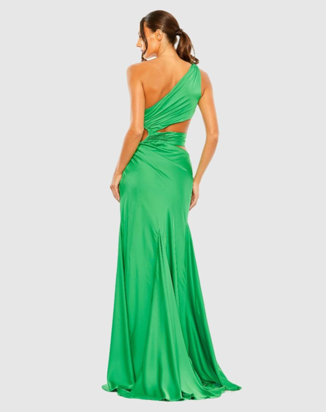 Best Sellers | Women Mac Duggal Cut Out One Shoulder Satin Gown Spring Green