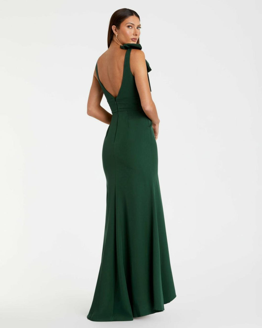 Best Sellers | Women Mac Duggal Dark Green Sleeveless V Neck Bow Detail Mermaid Gown Emerald