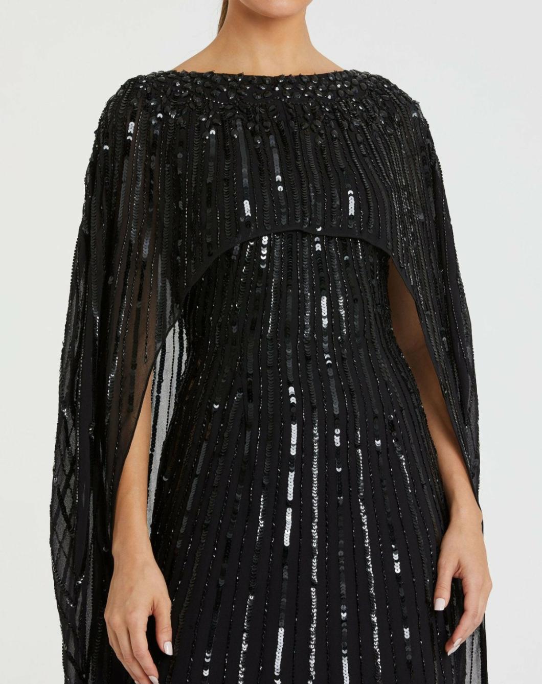 Best Sellers | Women Mac Duggal Embellished Column Cape Dress Black