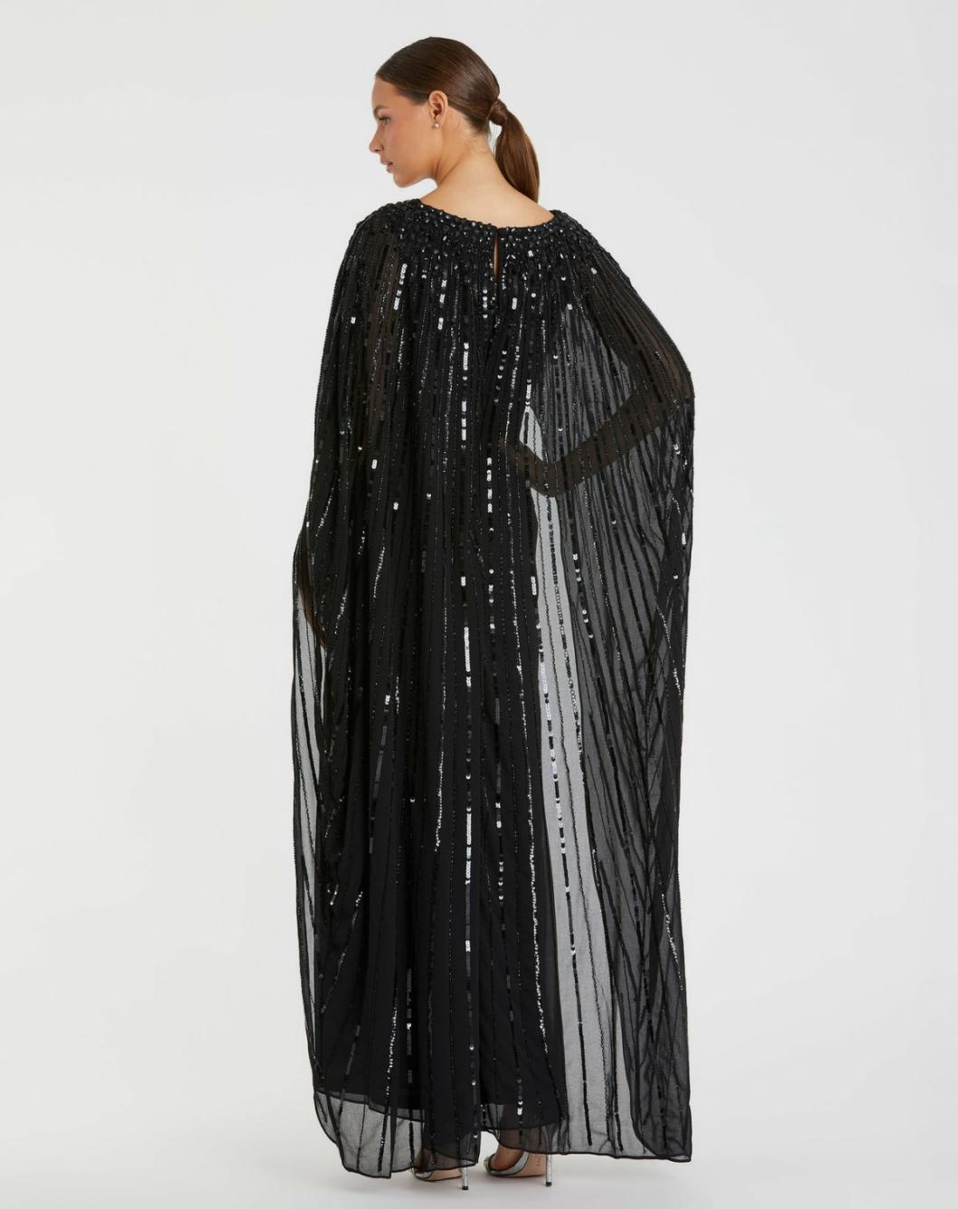 Best Sellers | Women Mac Duggal Embellished Column Cape Dress Black