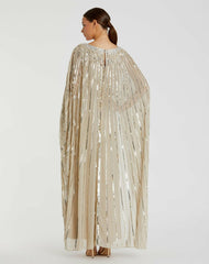 Best Sellers | Women Mac Duggal Embellished Column Cape Dress Champagne