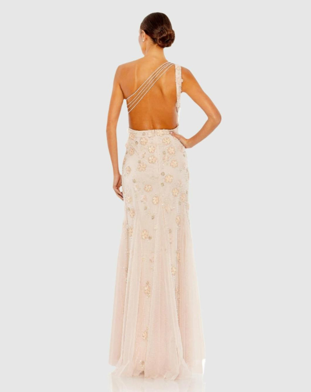 Best Sellers | Women Mac Duggal Embellished One Shoulder Strappy Trumpet Gown Blush