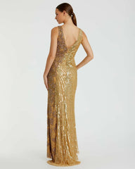 Best Sellers | Women Mac Duggal Gold Beaded Floral Sleeveless Gown Gold