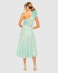 Best Sellers | Women Mac Duggal Green Rosette One Shoulder Tea Length Dress Sage
