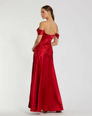 Best Sellers | Women Mac Duggal Hard Satin Off The Shoulder Crossover Gown Ruby