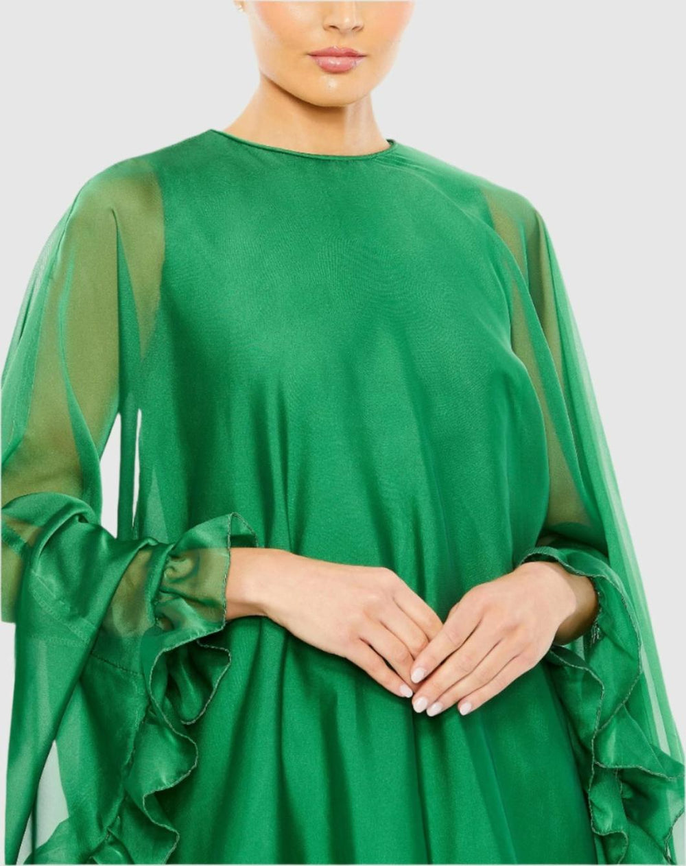 Best Sellers | Women Mac Duggal High Neck Ruffle Hem Cape Mini Dress Deep Green