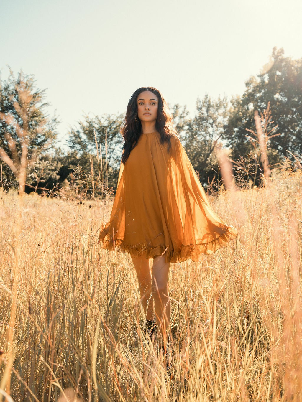 Best Sellers | Women Mac Duggal High Neck Ruffle Hem Cape Mini Dress Deep Green