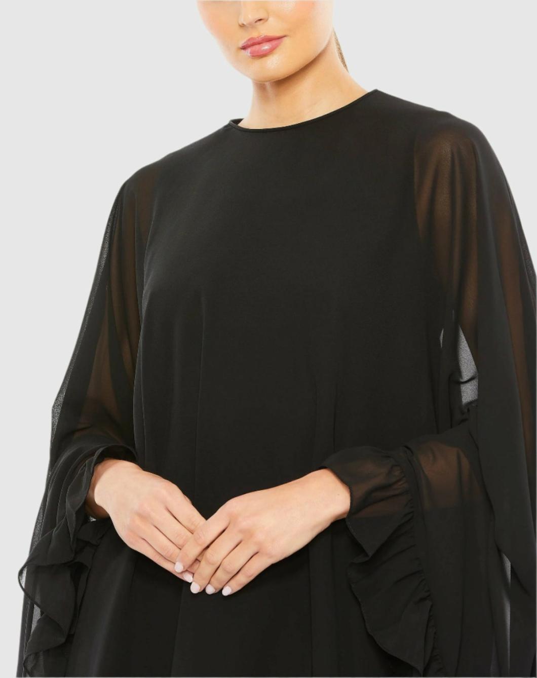 Best Sellers | Women Mac Duggal High Neck Ruffle Hem Cape Mini Dress Deep Green