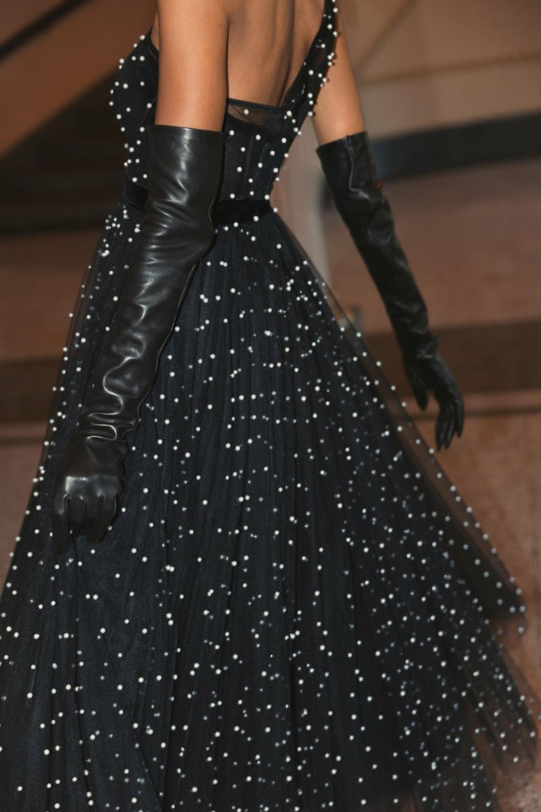 Best Sellers | Women Mac Duggal One Shoulder Pearl Beaded Midi Ballgown Black