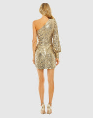 Best Sellers | Women Mac Duggal One Sleeve Sequin Mini Dress Gold