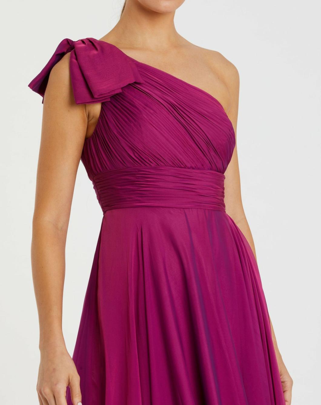Best Sellers | Women Mac Duggal Purple Pleated One Shoulder Chiffon Gown Raspberry