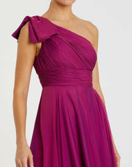 Best Sellers | Women Mac Duggal Purple Pleated One Shoulder Chiffon Gown Raspberry