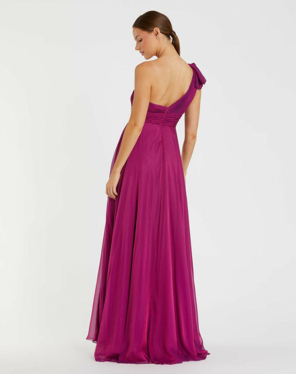 Best Sellers | Women Mac Duggal Purple Pleated One Shoulder Chiffon Gown Raspberry