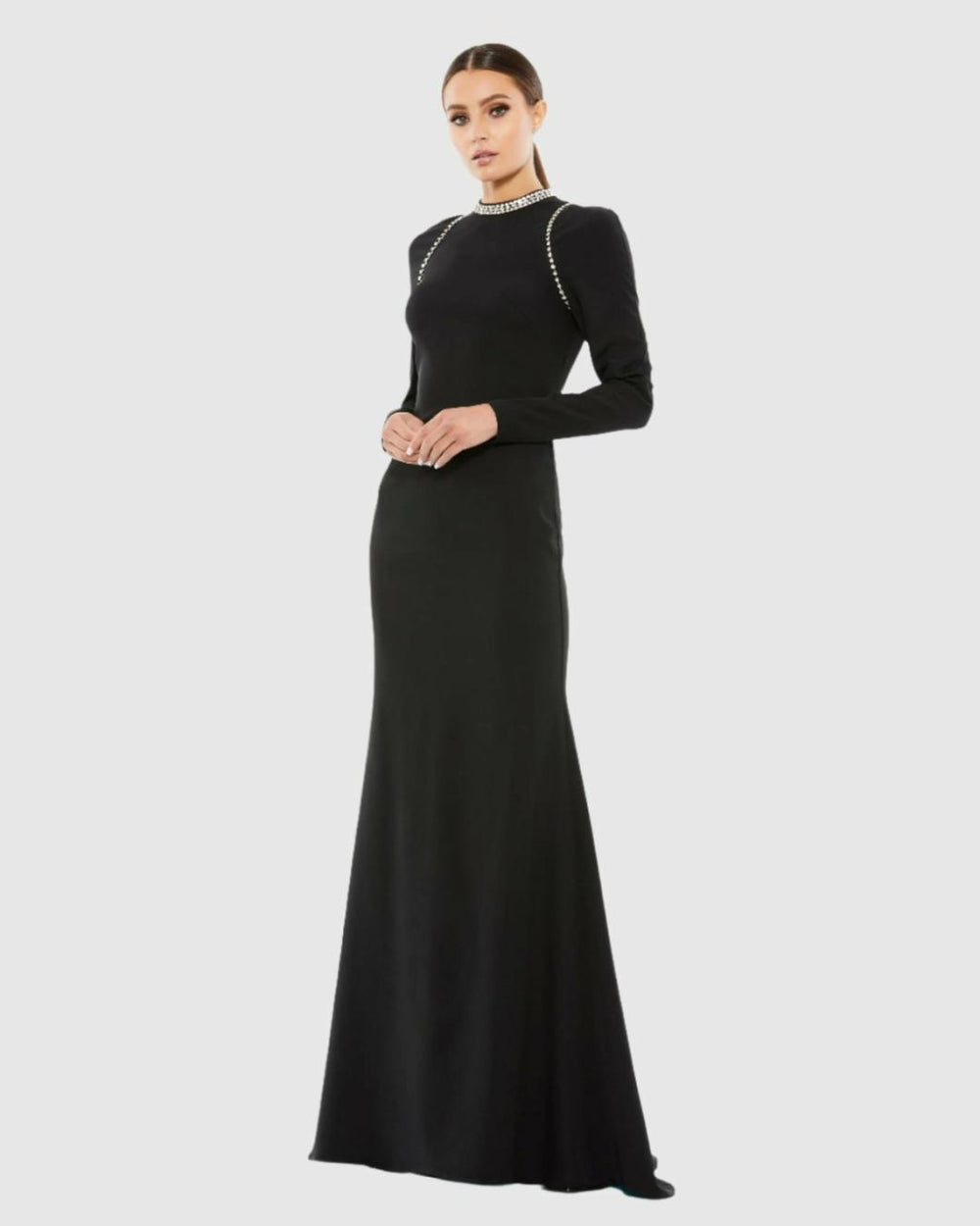 Best Sellers | Women Mac Duggal Raglan Long Sleeve High Neck Gown Black