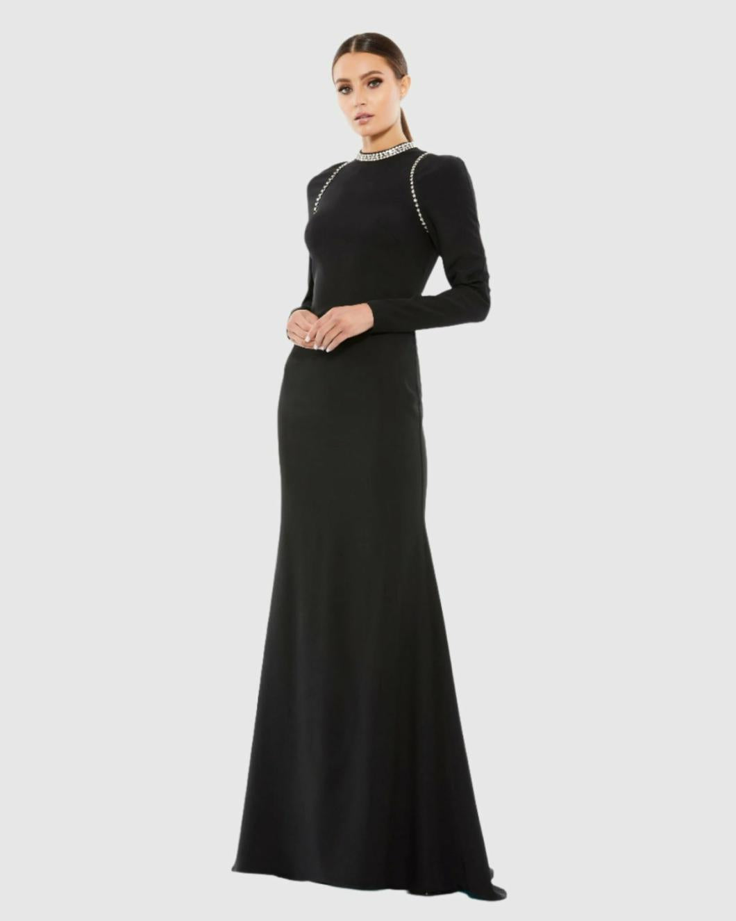 Best Sellers | Women Mac Duggal Raglan Long Sleeve High Neck Gown Black
